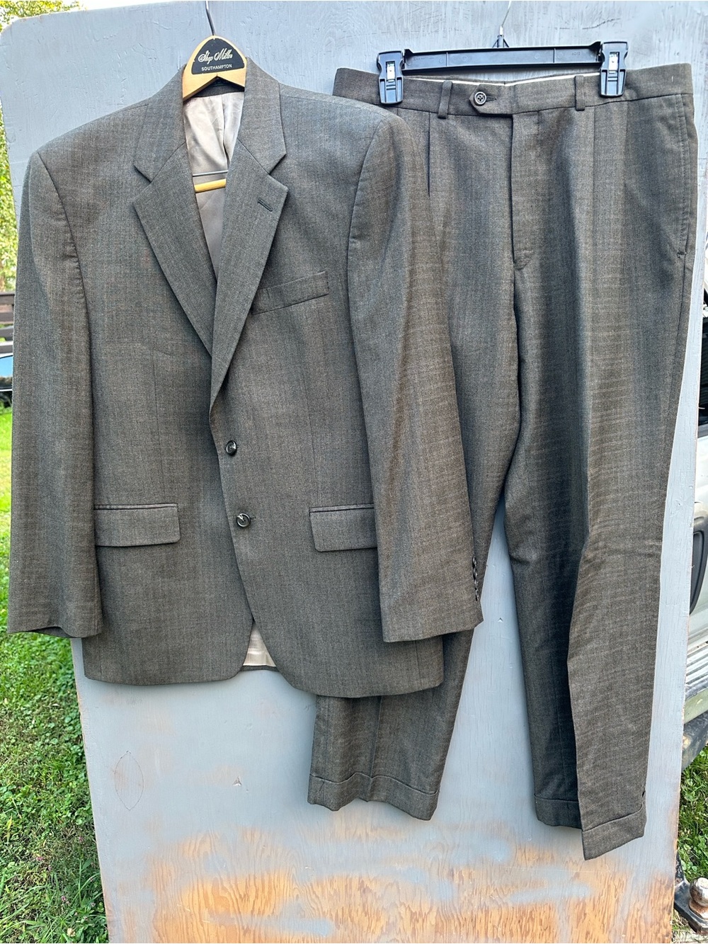 Ralph Lauren Olive-Gray Two-Piece Classic Suit Jacket & Trousers